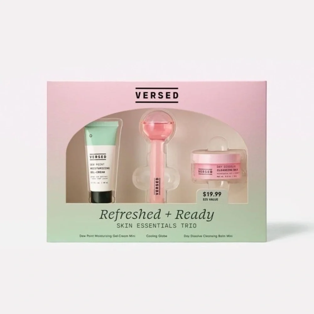Versed Skincare Gift Set Trio Refreshed Ready Cleanser Moisturizer NEW